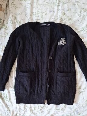 Lauren Ralph Lauren Black Cable-Knit Cardigan